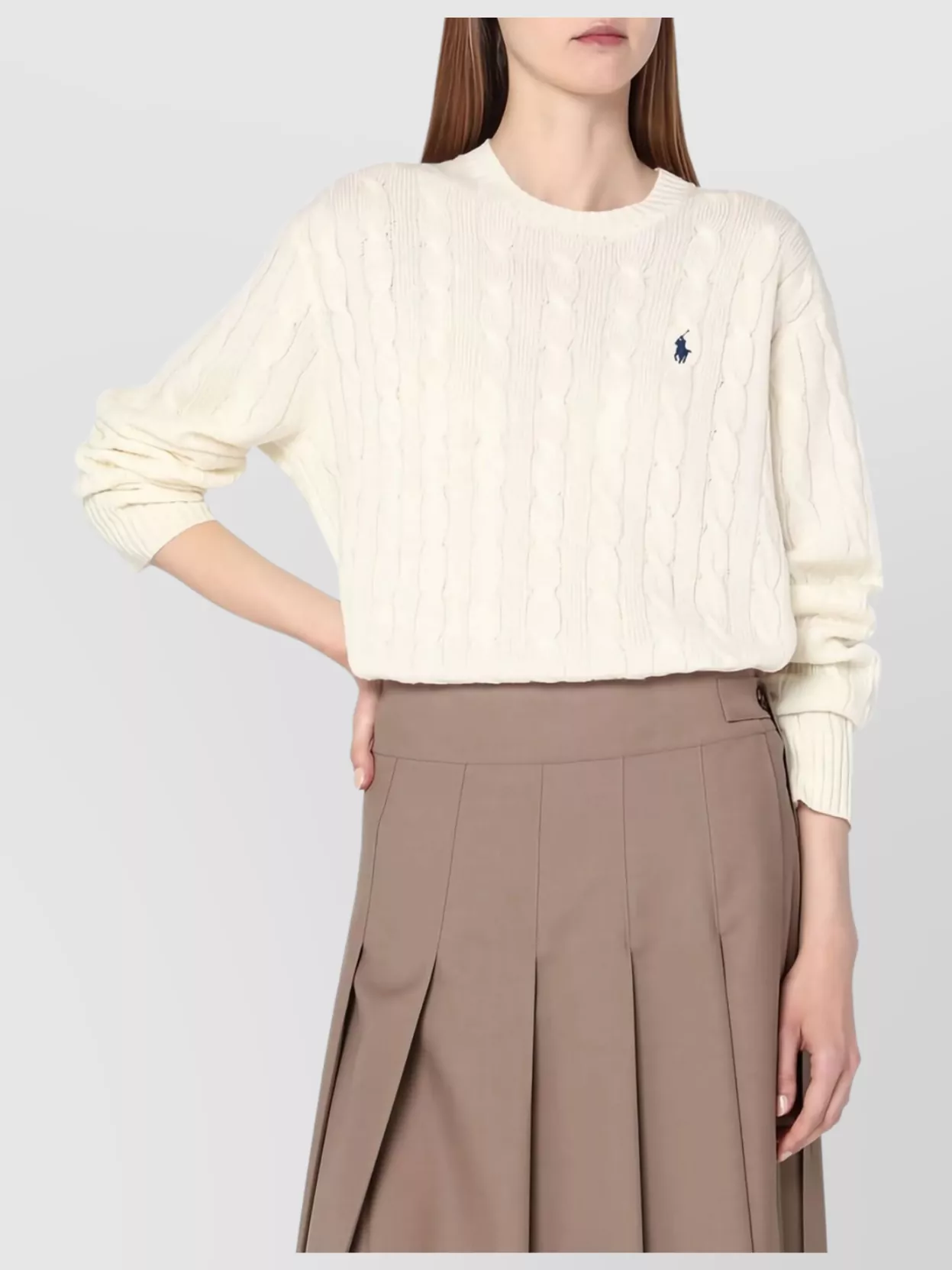 Ralph Lauren Cable Knit Crew Neck Long Sleeve Sweater