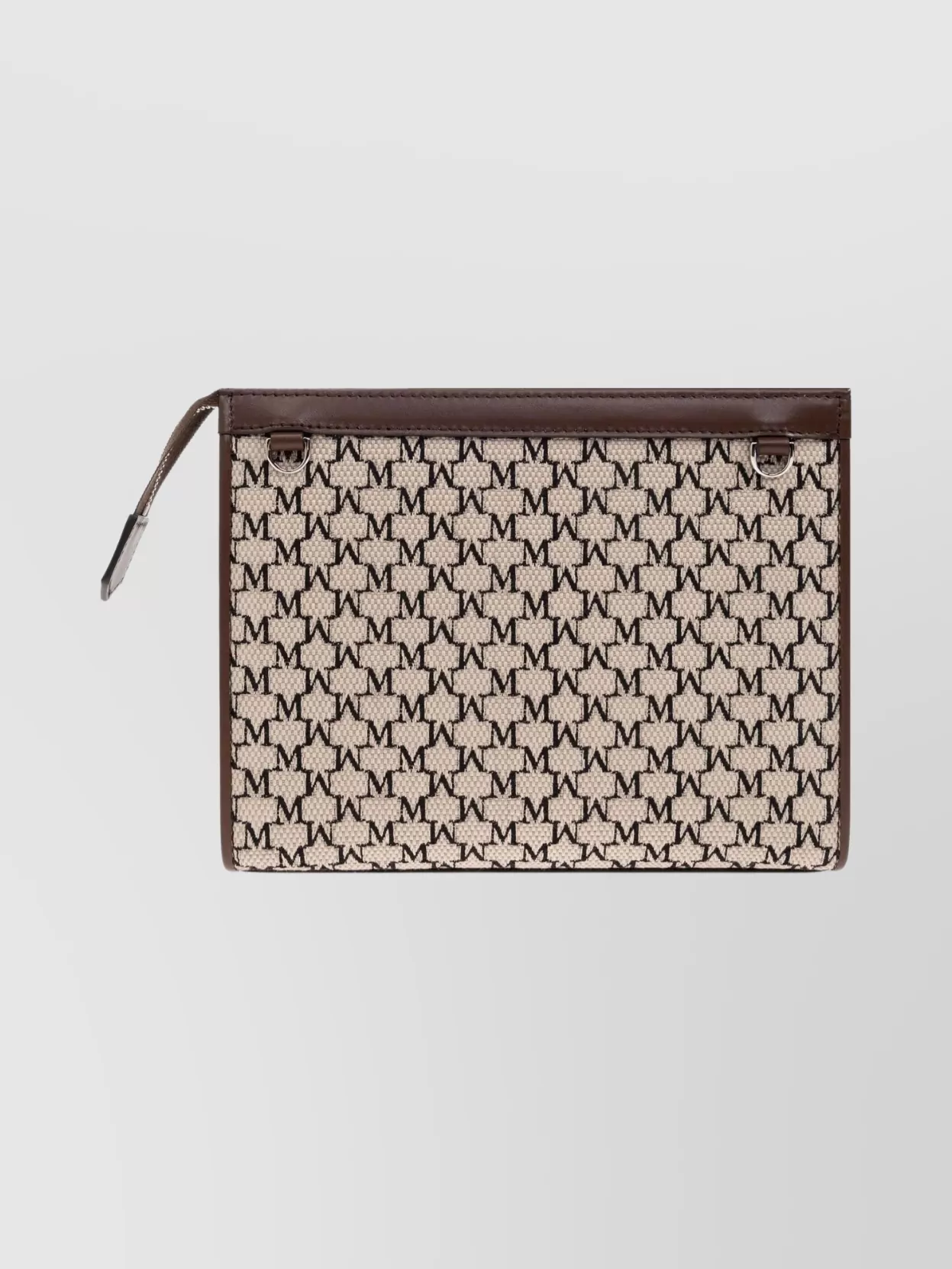 Max Mara Rectangular Leather Clutch Chain Strap In Silver