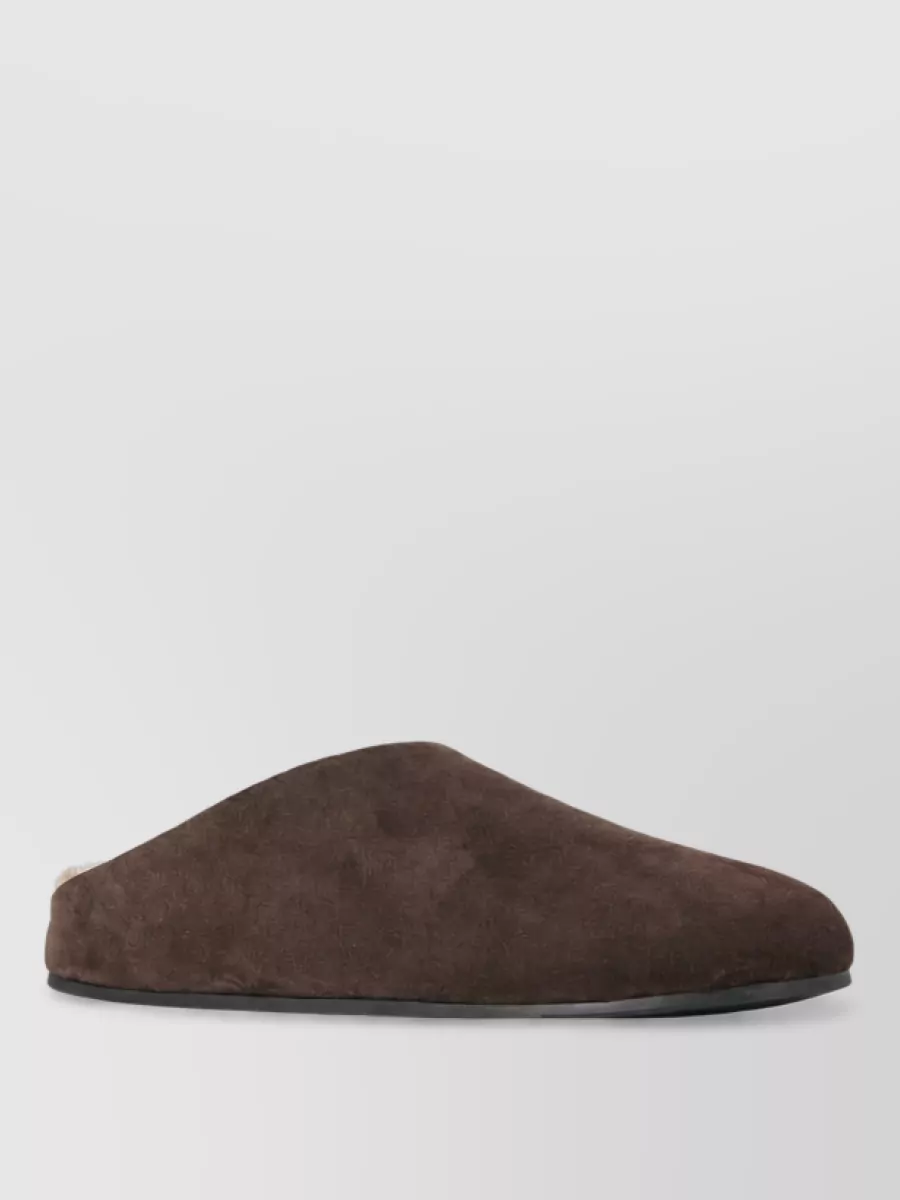 The Row leather hudson slide slippers