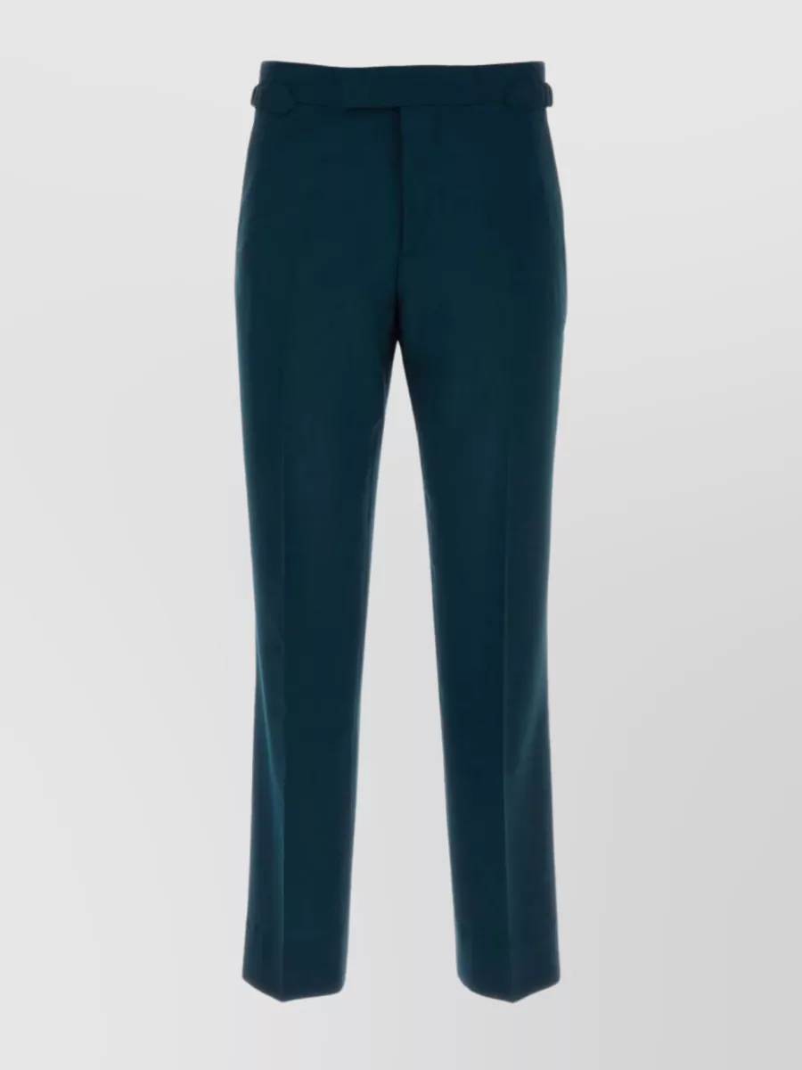 Shop Vivienne Westwood Wool Trousers With Adjustable Waist Straps In Cyan