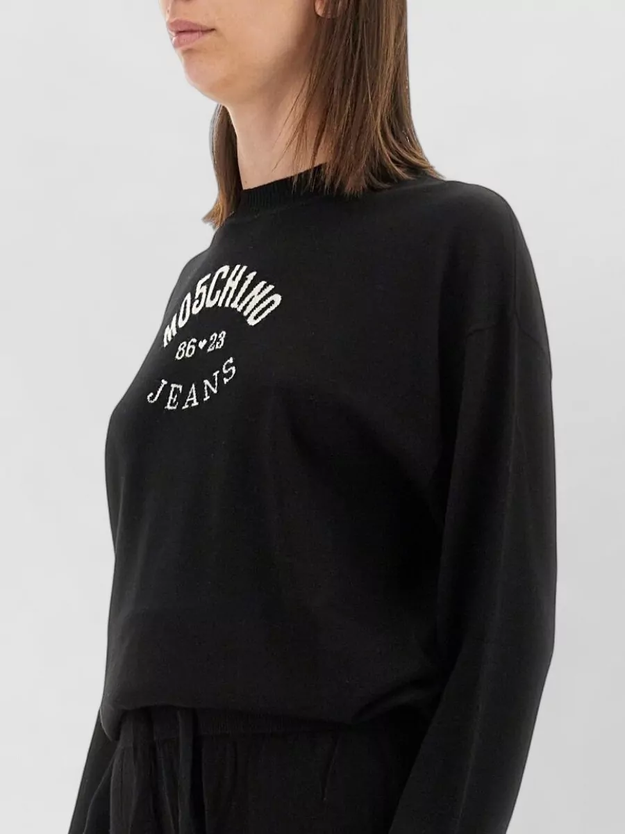 Moschino Knit Logo Crew Neck Oversize Sweater