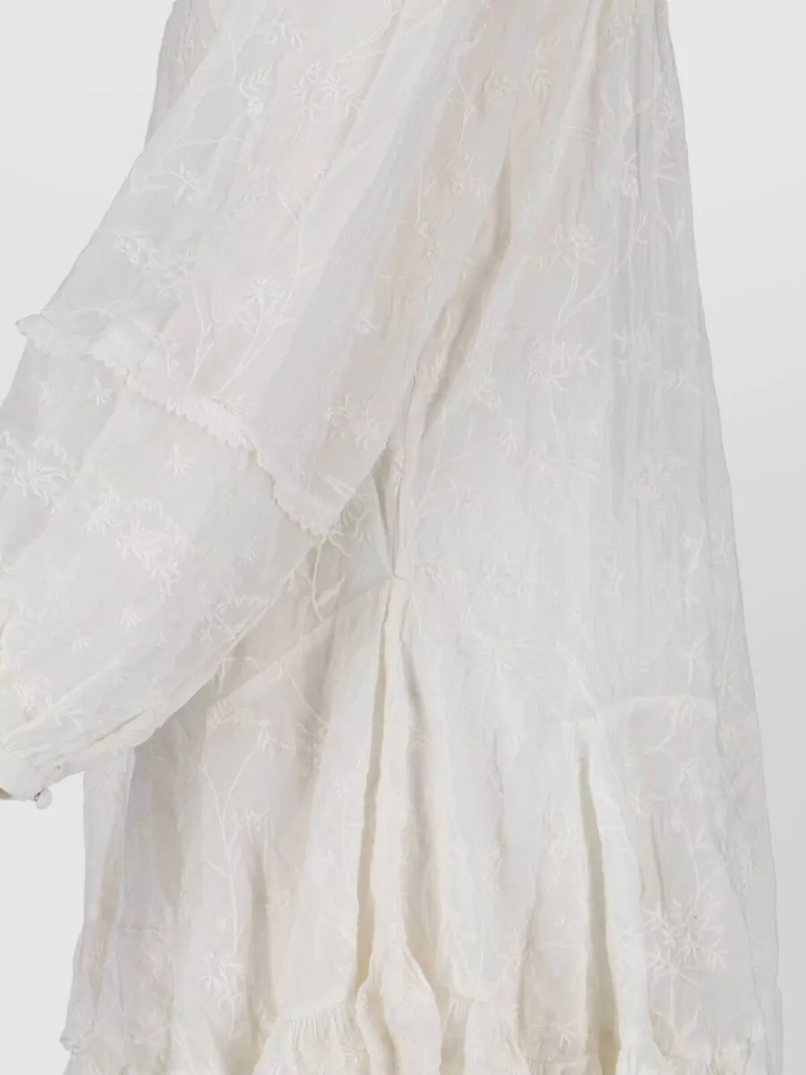 Isabel Marant Knee Length Dress Ruffle Hem Embroidery