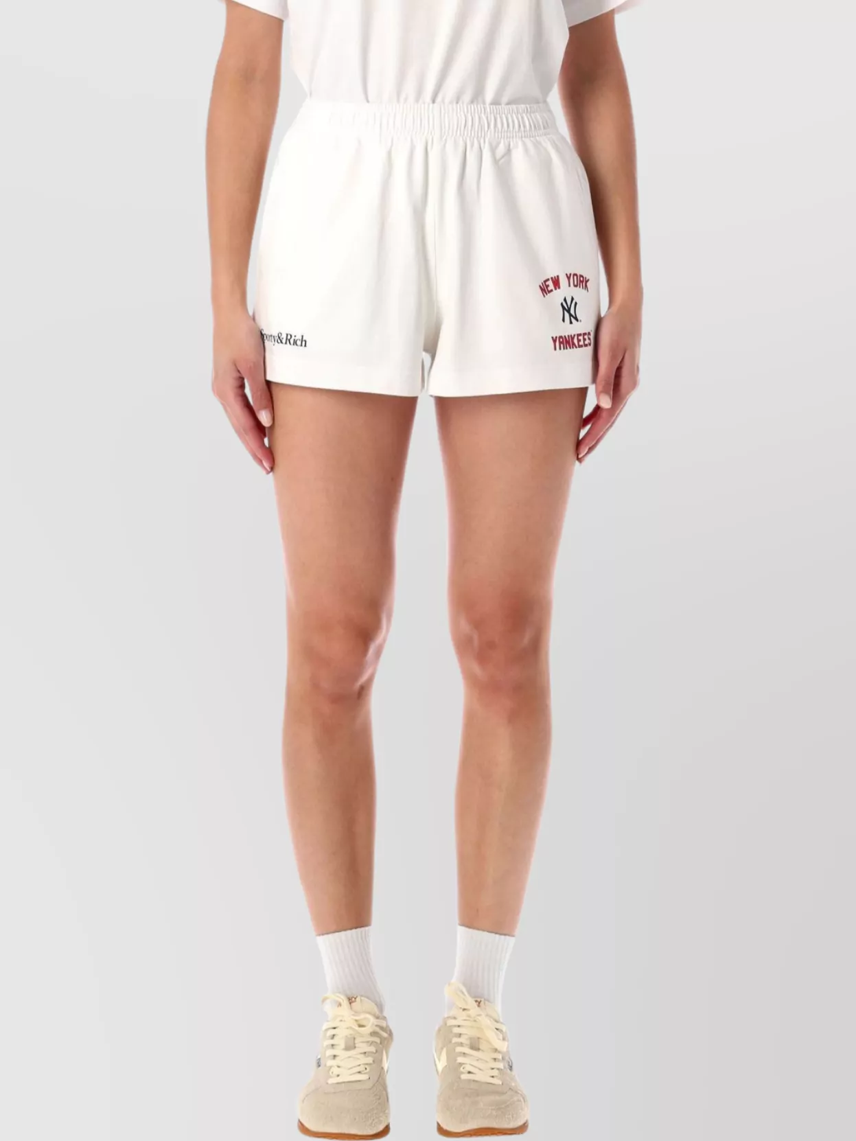 Sporty And Rich Comfortable Yankees Style Shorts Featuring Slits