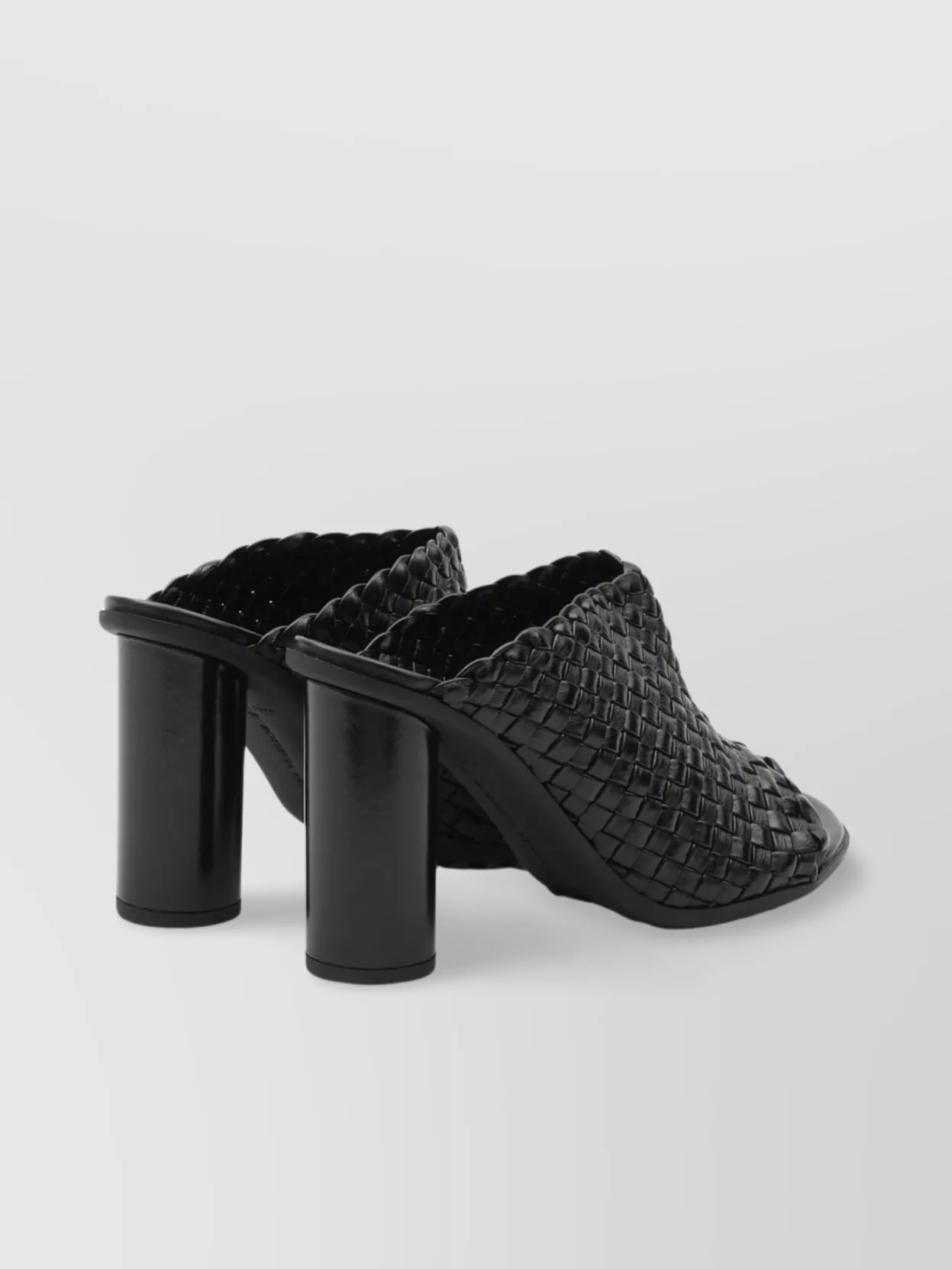 Bottega Veneta Intreccio Pattern Leather Sandals With Cylinder Heel In Gray