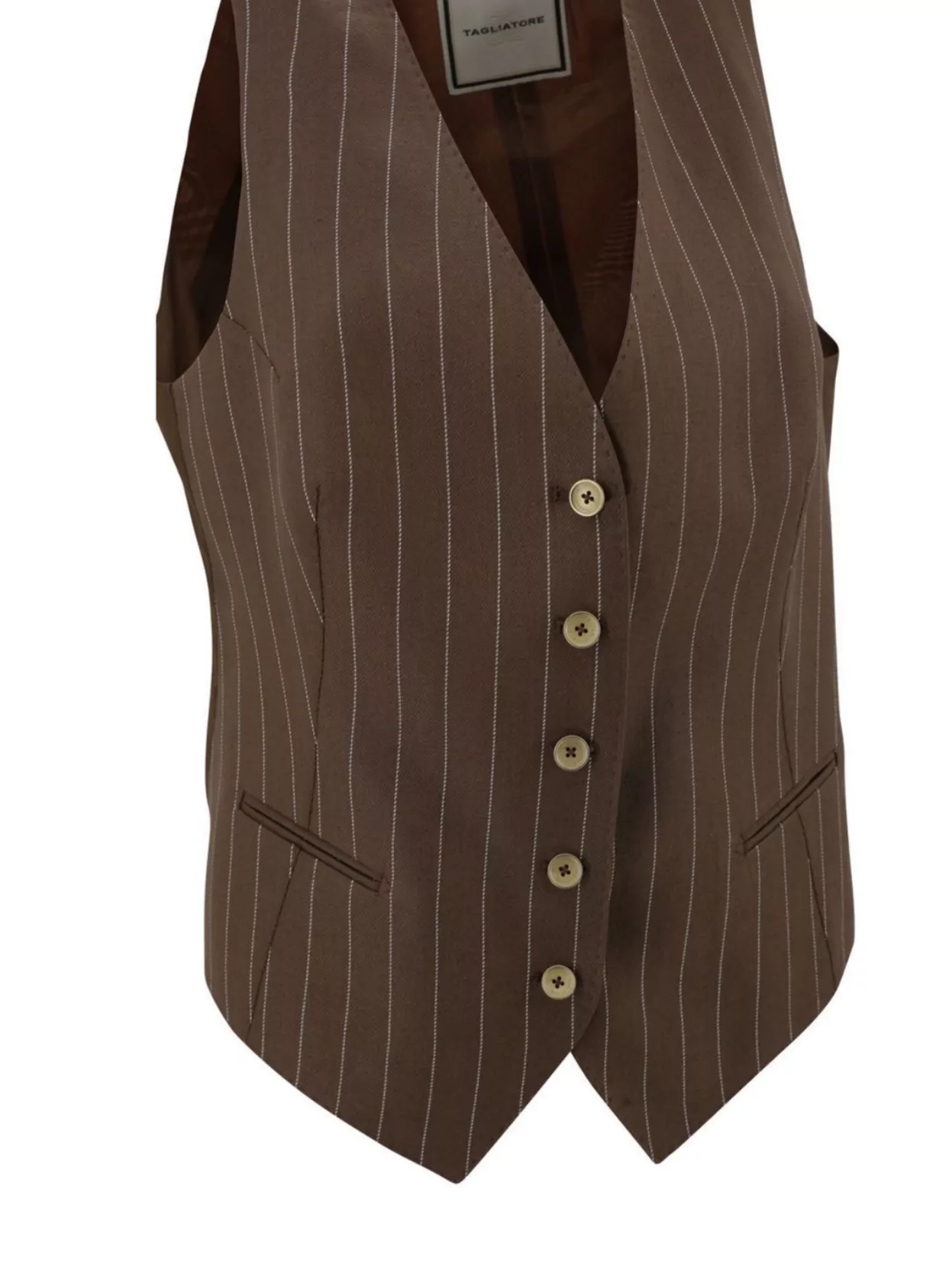 TAGLIATORE TAILORED WAISTCOAT WITH DARTED SILHOUETTE AND PINSTRIPE PATTERN