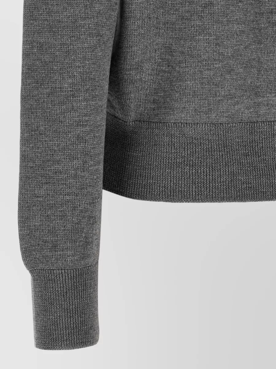 Ami Paris Wool Ribbed Crew Neck Cardigan
