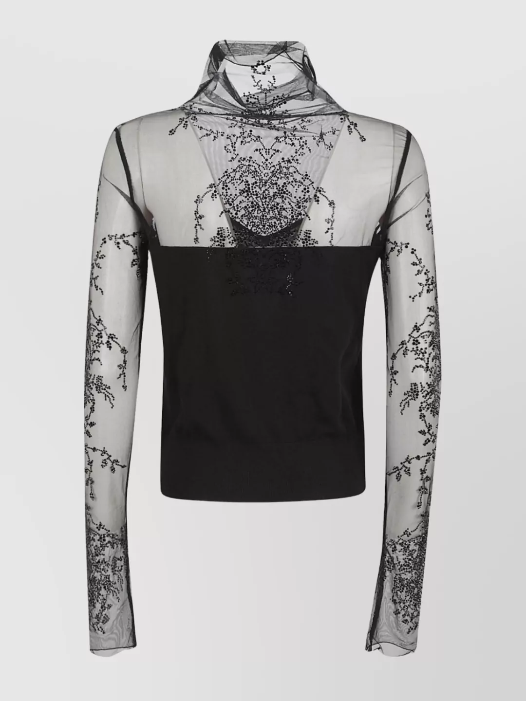 Ermanno Scervino High Neck Long Sleeve Knit Sweater In Black