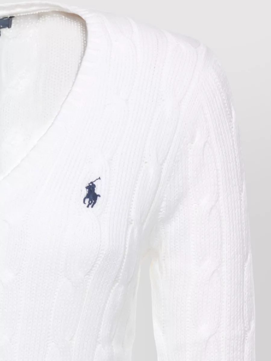 Ralph Lauren Cable-Knit Cotton V-Neck Sweater