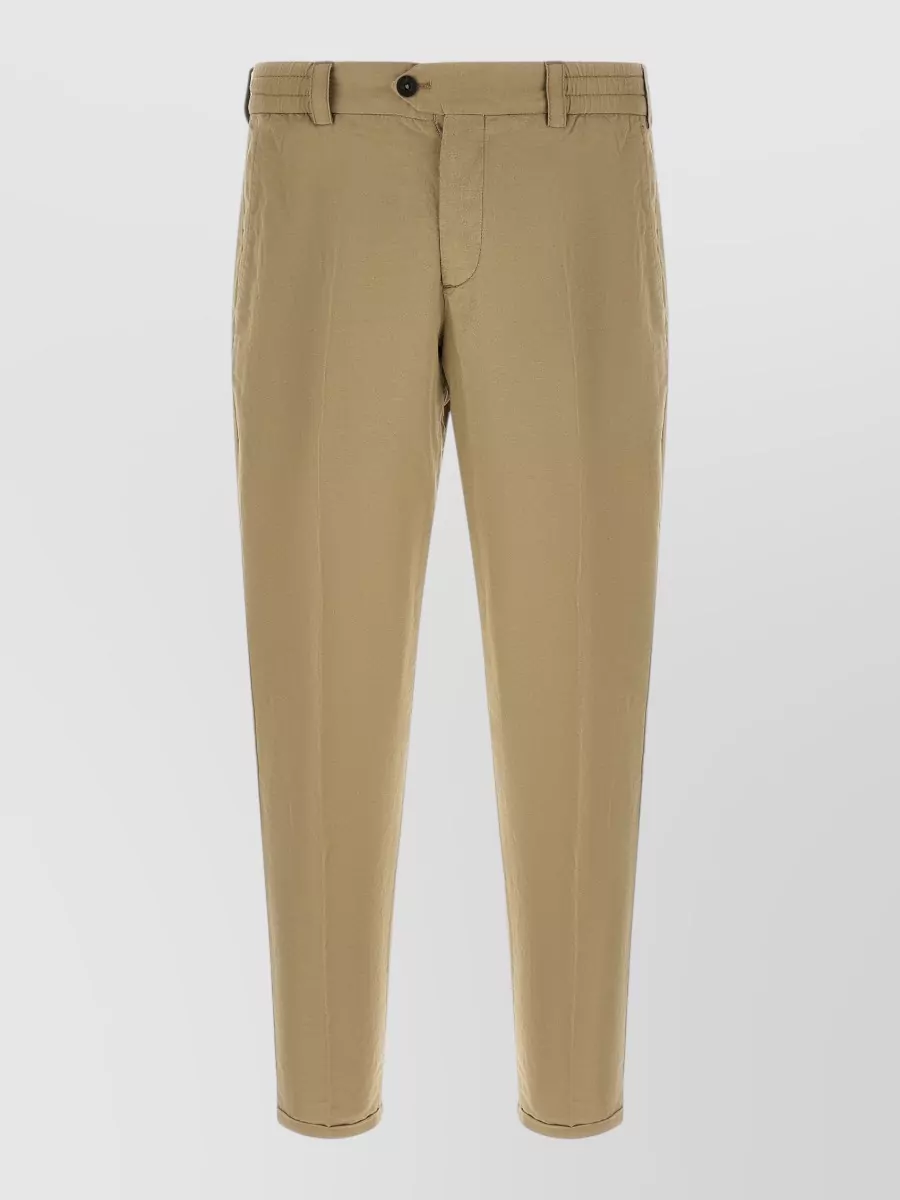 Pt Torino Linen Blend Low-Rise Cropped Straight-Leg Trousers