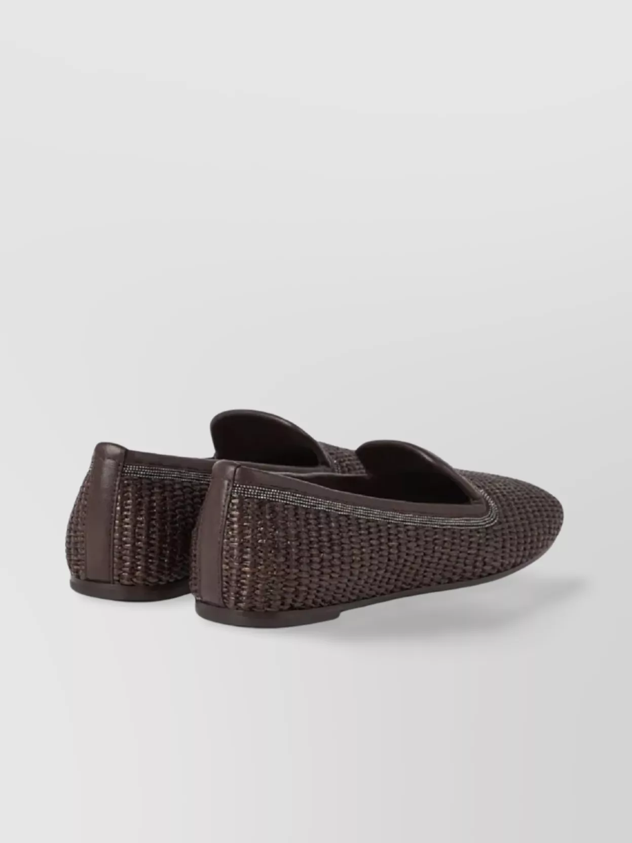 Brunello Cucinelli Woven Texture Round Toe Flat Sole Slippers