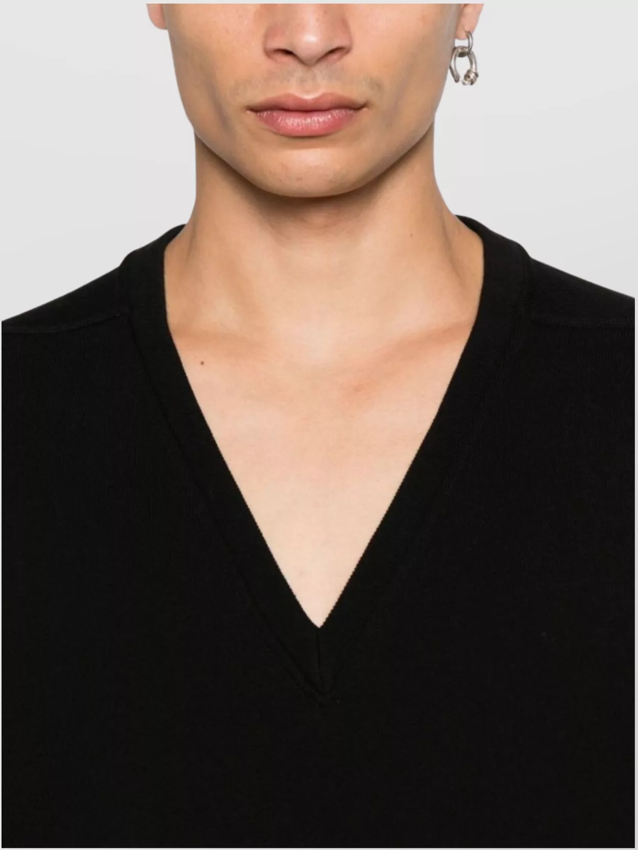 Rick Owens V-Neck T-Shirt Oversized Raw Edges