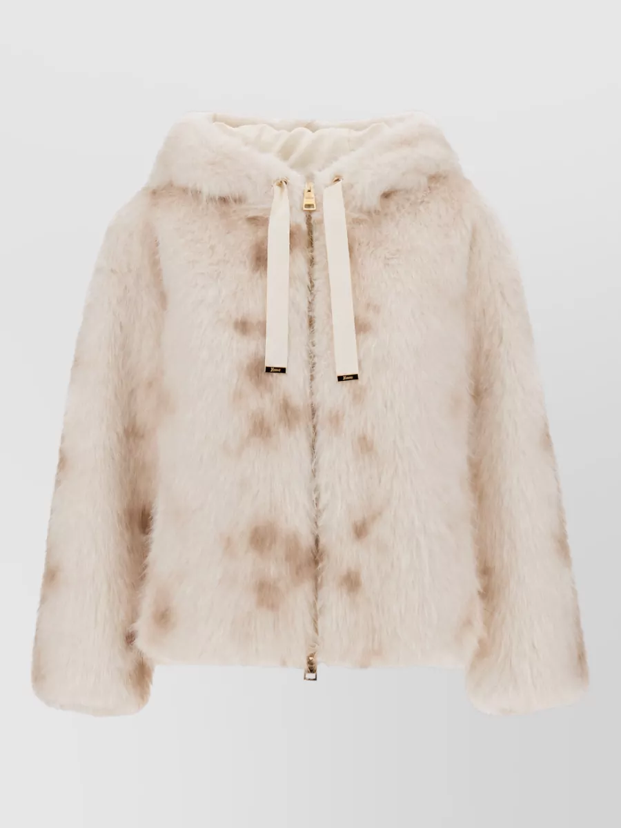 Herno faux fur hooded bomber jacket