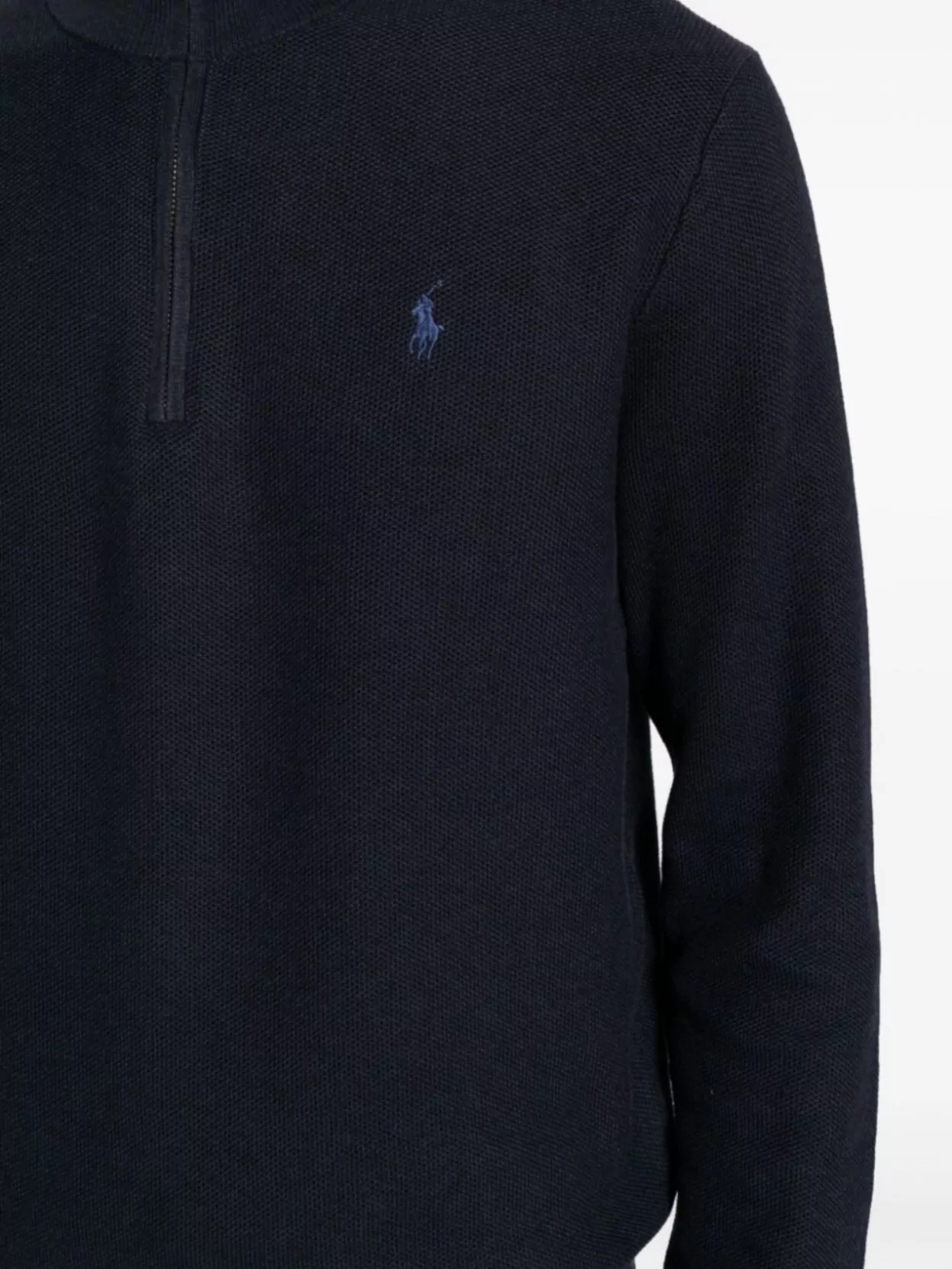 Ralph Lauren Zippered Turtleneck Sweater With Ribbed Finish