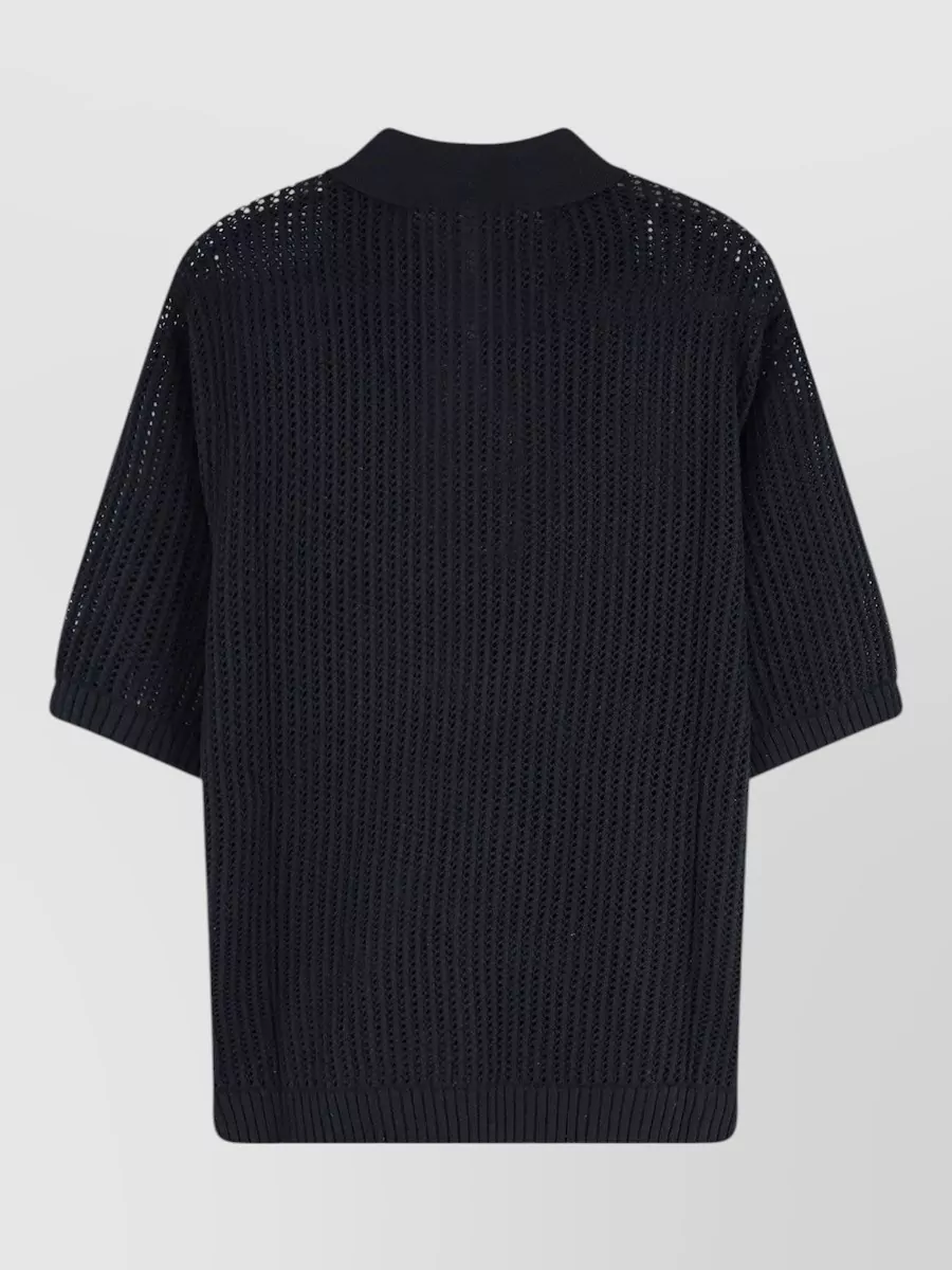 Represent Ribbed V-Neck Short-Sleeve Jumper