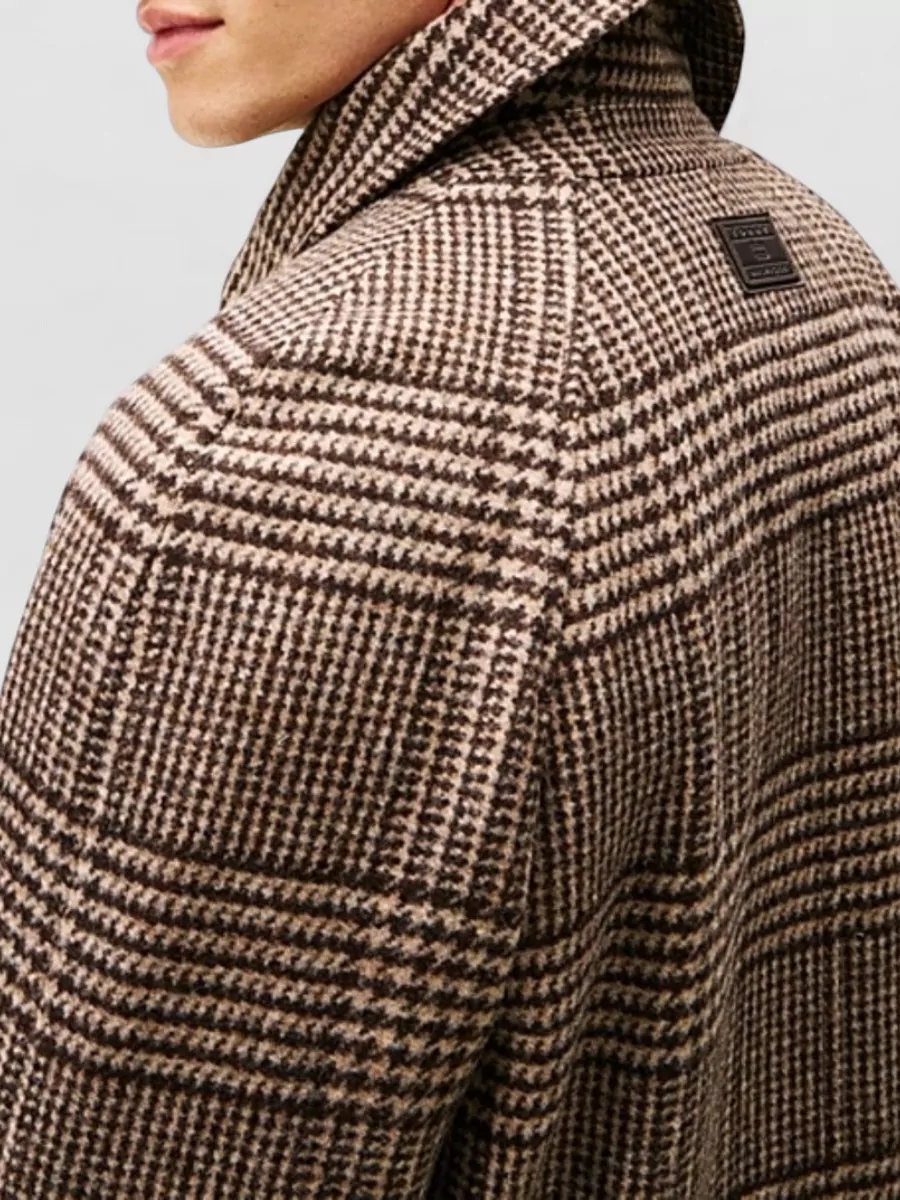 Tommy Hilfiger Tailored Check Pattern Coat With Side Pockets