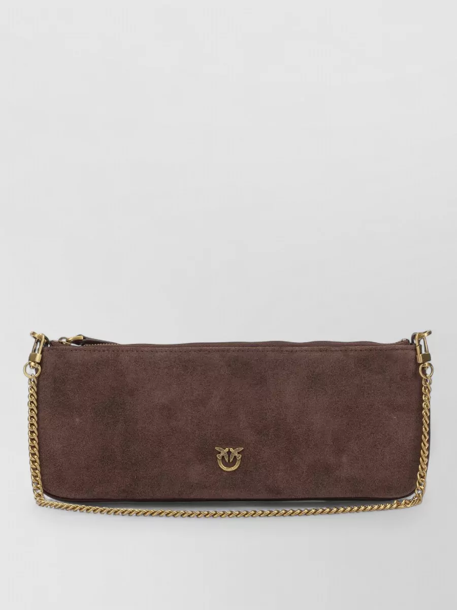 Pinko Chain Strap Lightweight Rectangular Clutch Bag In Brown