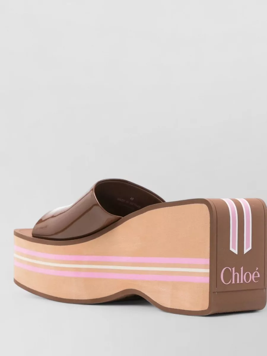 Chloé striped wedge mules