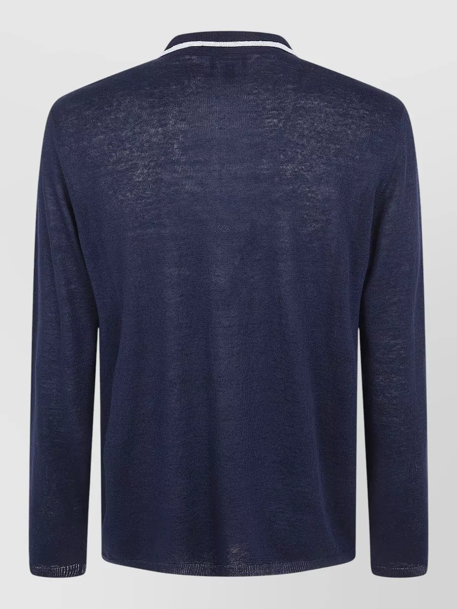 Giorgio Armani Silk Linen Relaxed-Fit Ribbed Long-Sleeve Polo Sweater