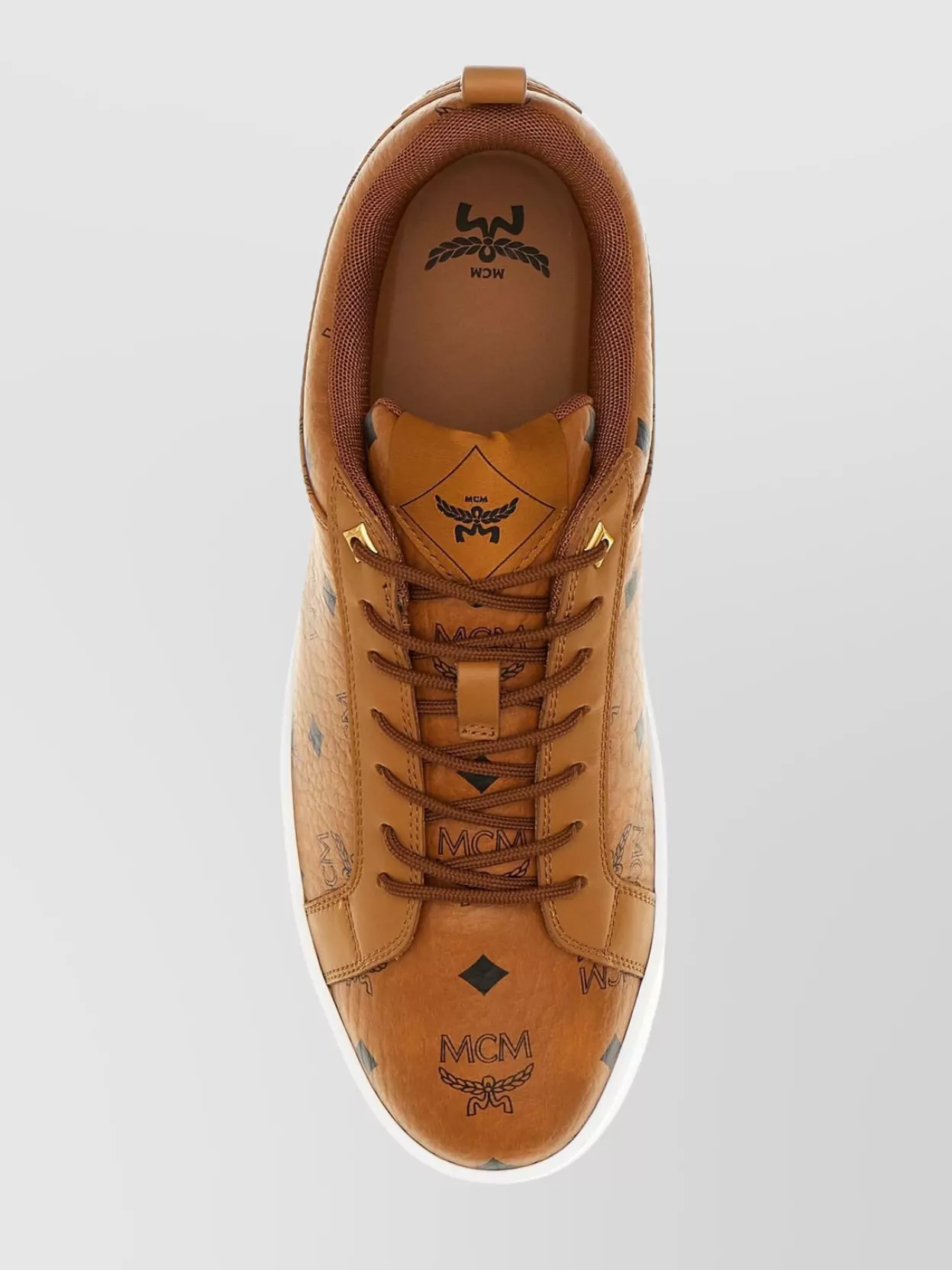 Mcm Multicolor Canvas And Leather Sneakers In Orange