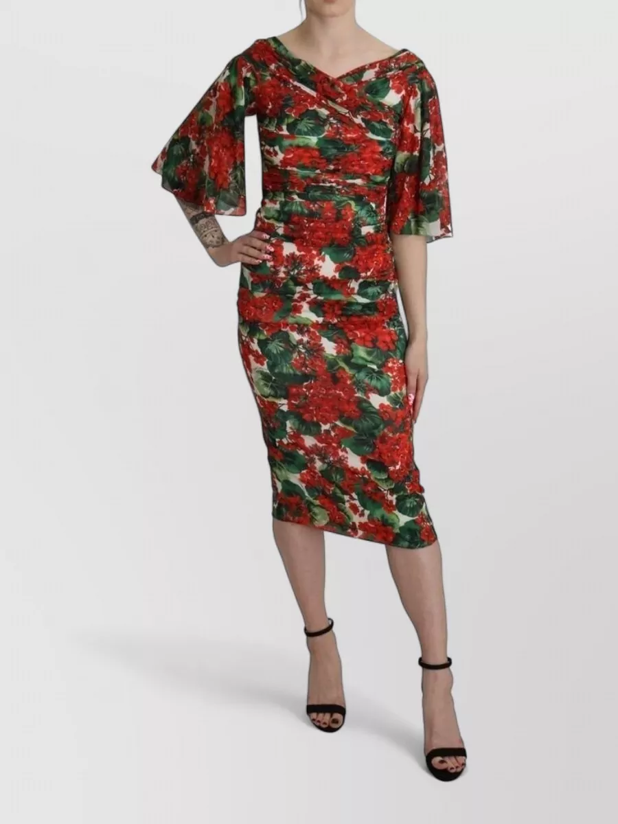 Dolce&Gabbana silk floral-print ruched midi dress