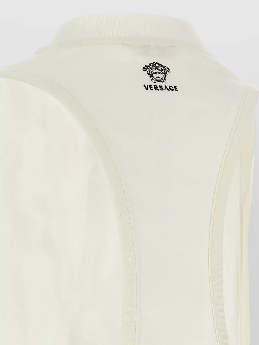 Versace Ribbed V-Neck Cutout Cotton Tank Top