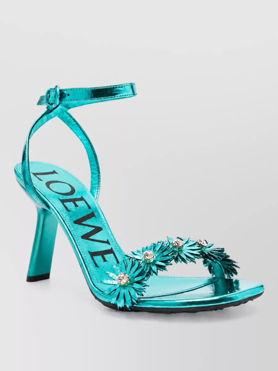 Loewe Paula's Ibiza leather crystal embellished ankle strap sandals