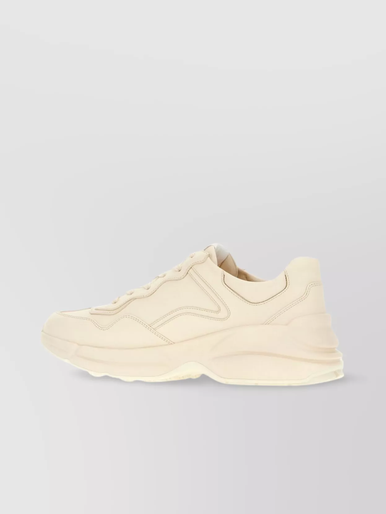 Gucci Leather Sneakers With Round Toe And Rubber Sole
