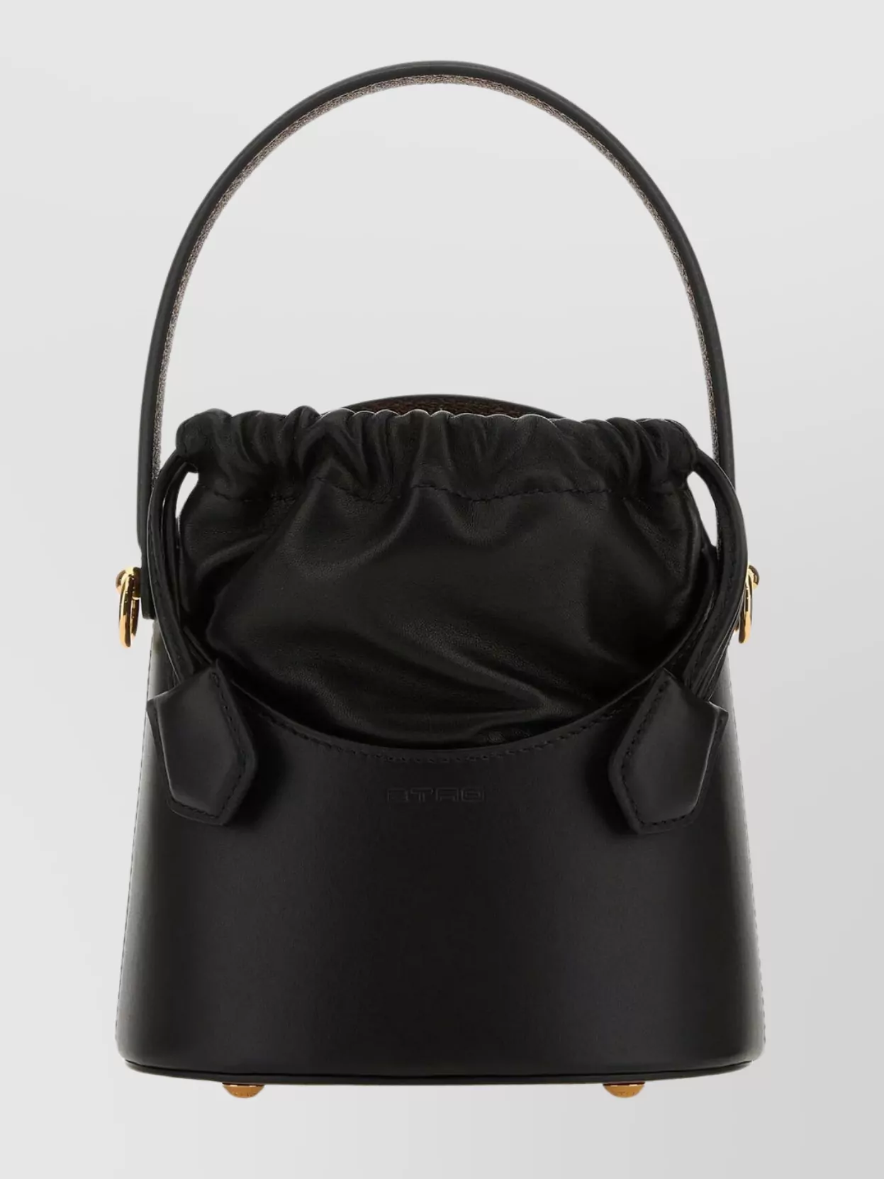 Shop Etro Saturno Mini Leather Bucket Bag In Black