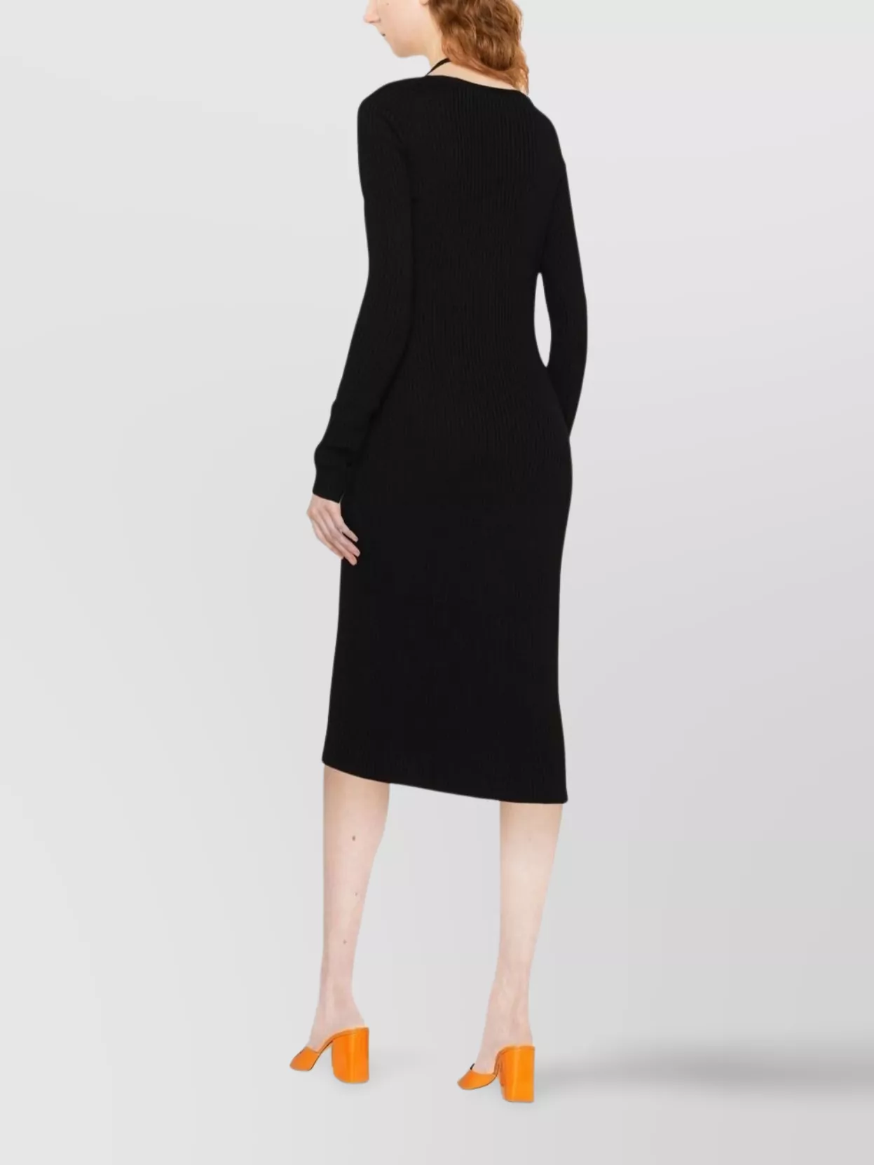 Blumarine Ribbed Knit Midi Dress
