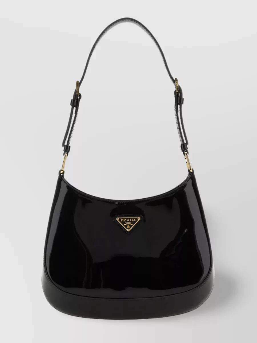 Prada Curved Patent Leather Cleo Bag In Black