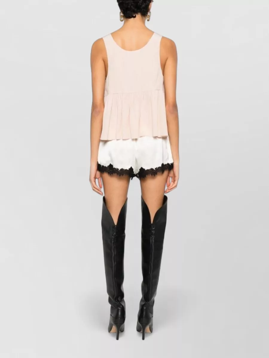 Chloé Silk Top Sleeveless V Neckline Pleated