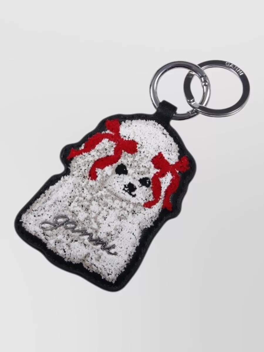 Ganni recycled leather dog keyring