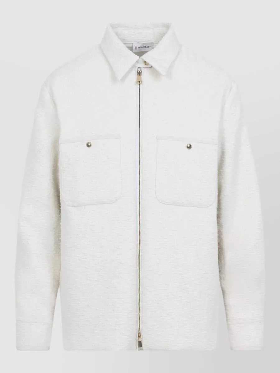Moncler Bouclé Down Fitted Jacket