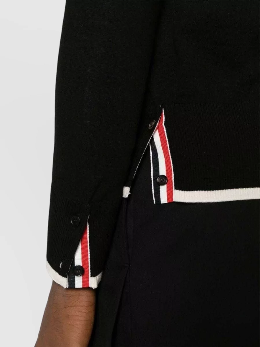 Thom Browne V Neck Merino Wool Cardigan Stripes