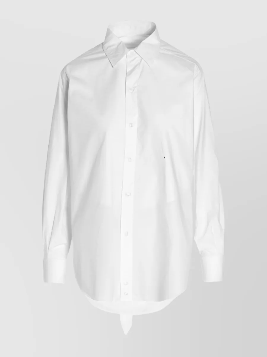 Shop Maison Margiela Cotton Button-front Shirt With Curved Hem In White