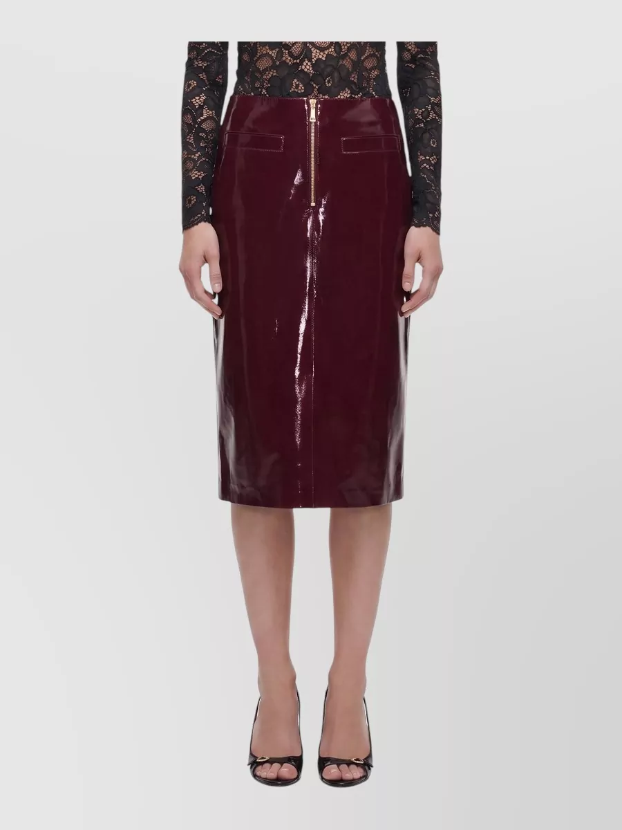 Self-Portrait faux leather high-rise midi pencil skirt