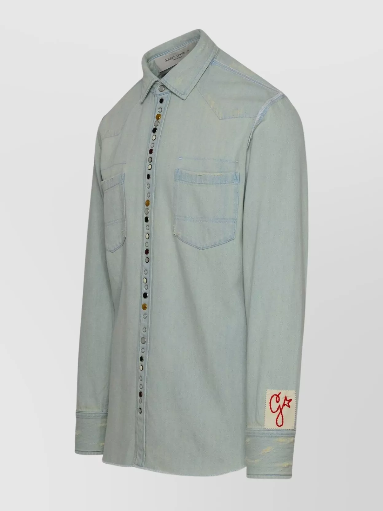 Golden Goose Denim Shirt With Chest Pockets And Embroidered Detail