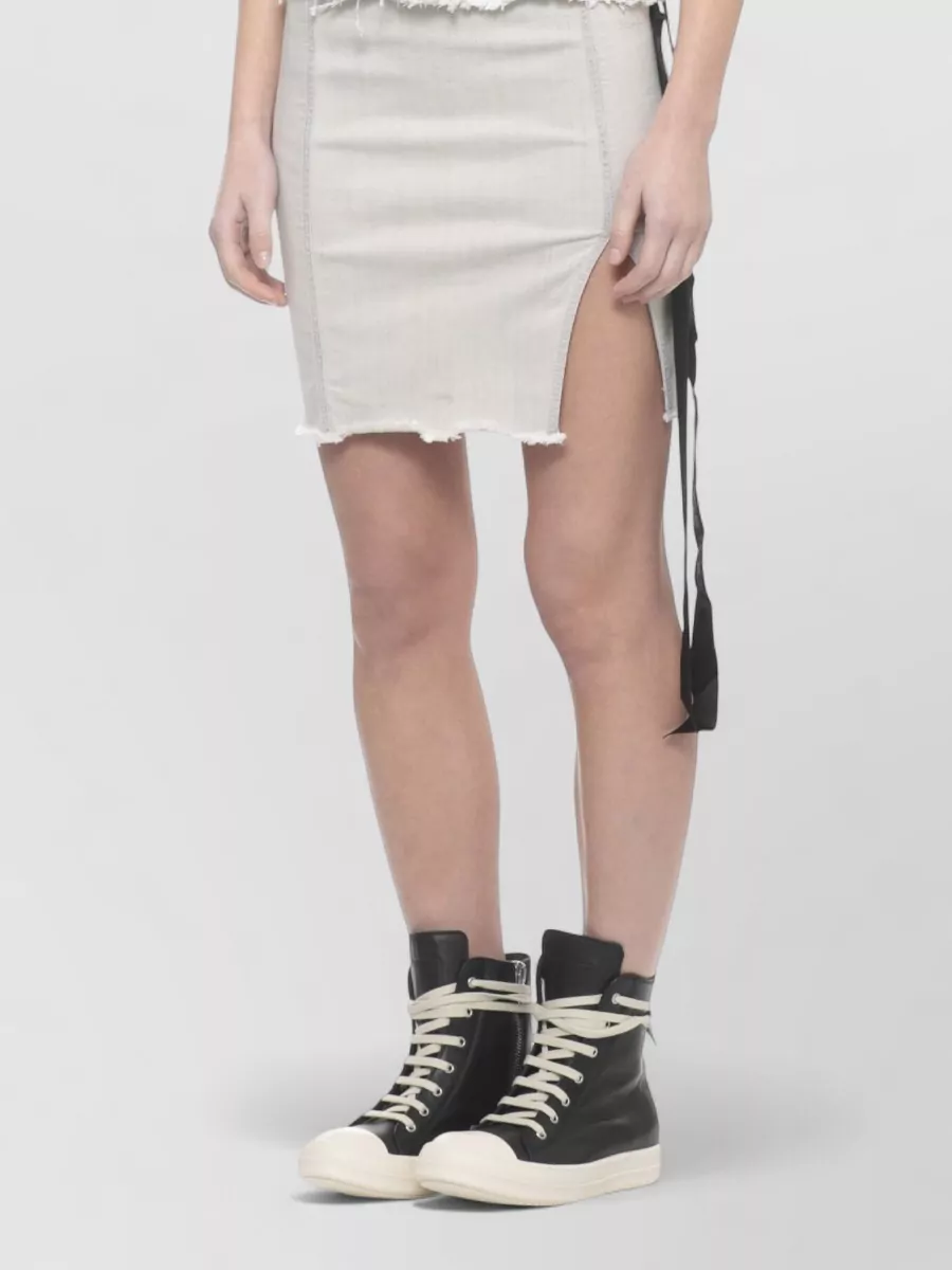 Rick Owens Drkshdw Knee Length Cotton Skirt Side Slit