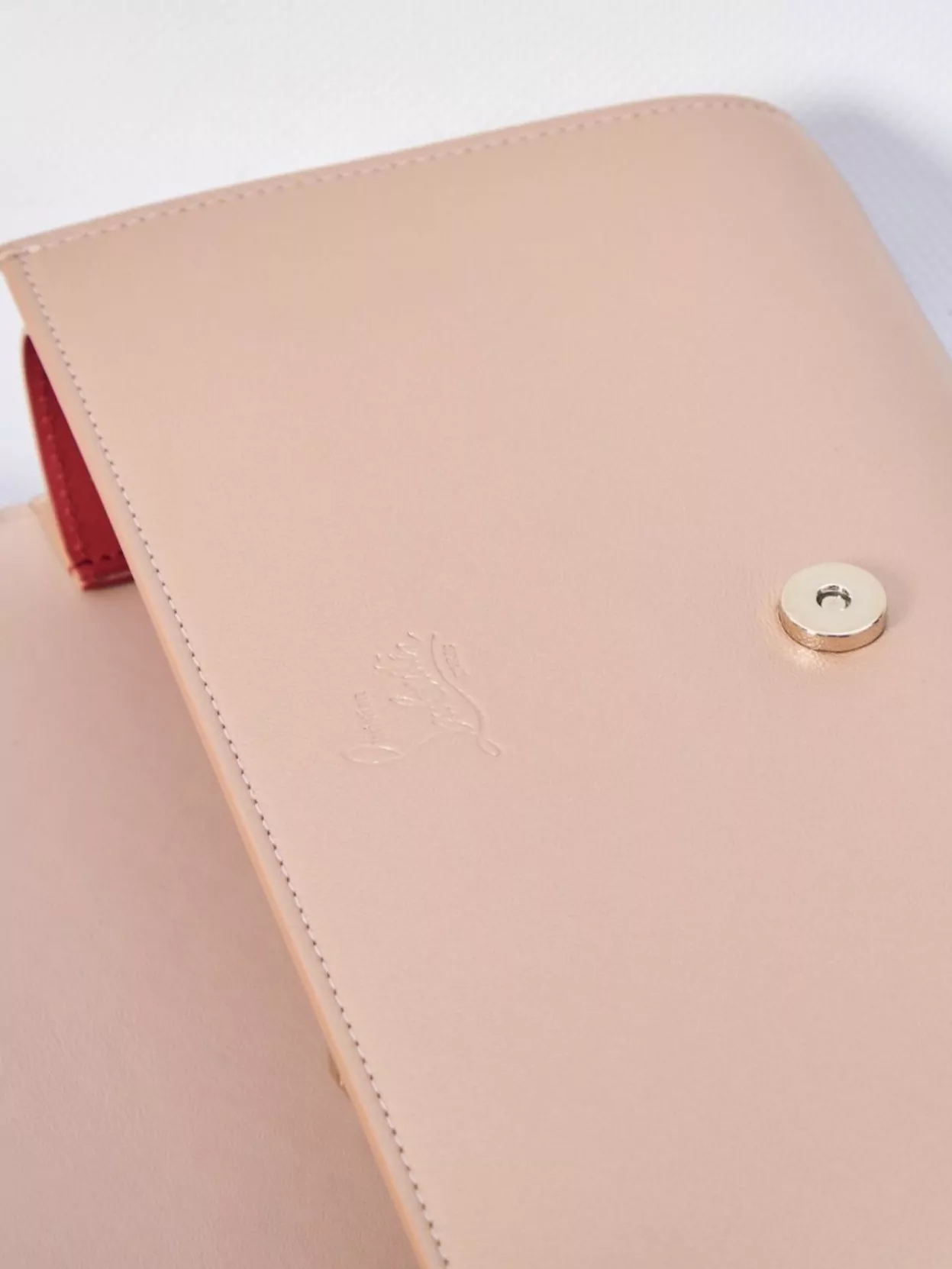 Christian Louboutin Pearl Nappa Leather Clutch With Rose Gold Studs