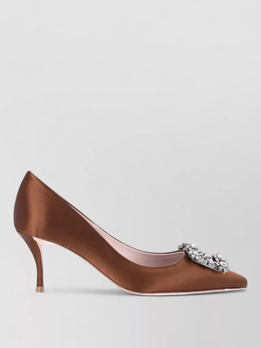 Roger Vivier Satin Crystal Embellished Pumps