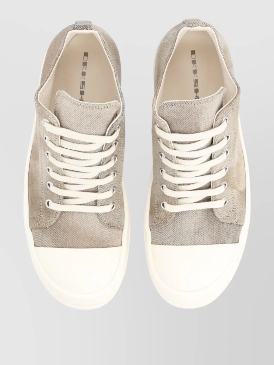 Rick Owens Drkshdw Canvas Low Top Sneakers Round Toe