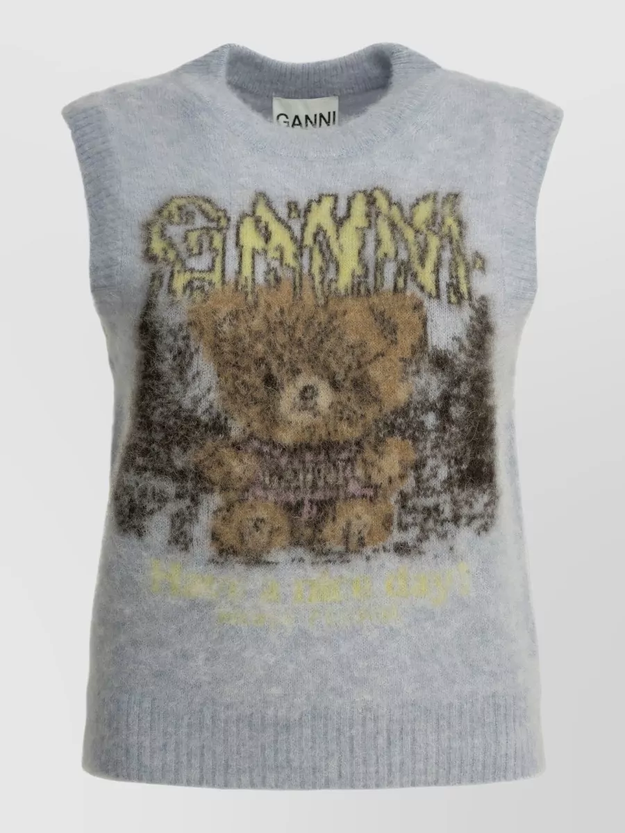 Ganni brushed alpaca wool sleeveless vest
