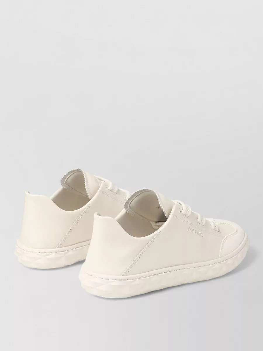 Jimmy Choo Diamond Flex Lightweight Leather Trainers With Collapsible Heel In White