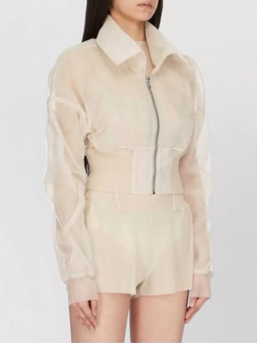 Rick Owens Sheer Cropped Bomber Jacket