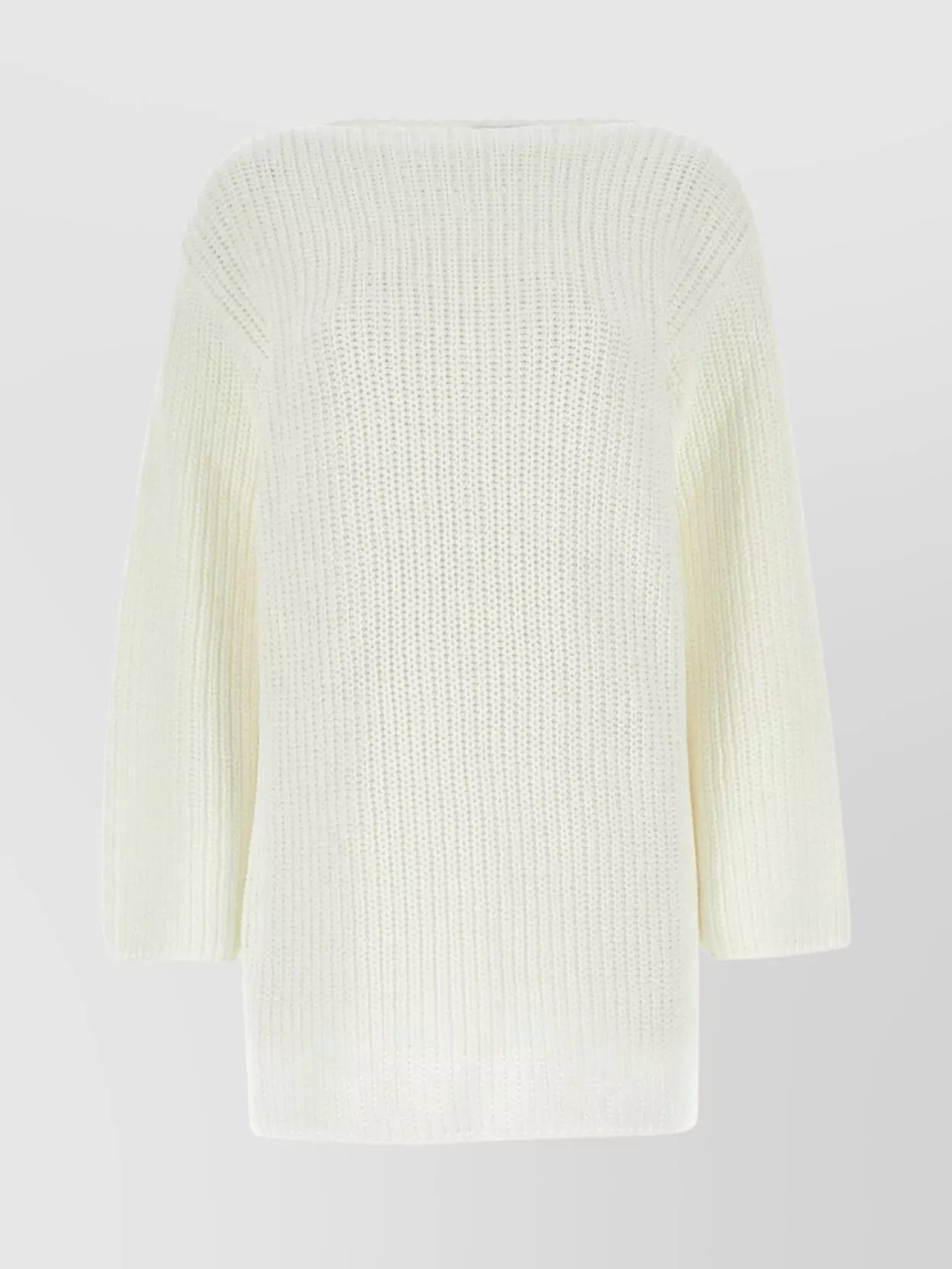 Ferragamo Cotton Oversize Sweater Ribbed Texture In Neutral
