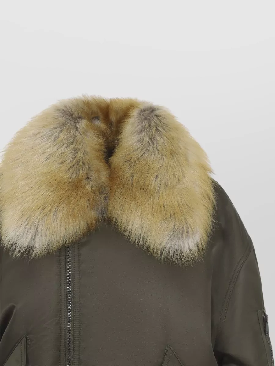 Saint Laurent Shearling Collar Oversized Bomber Jacket