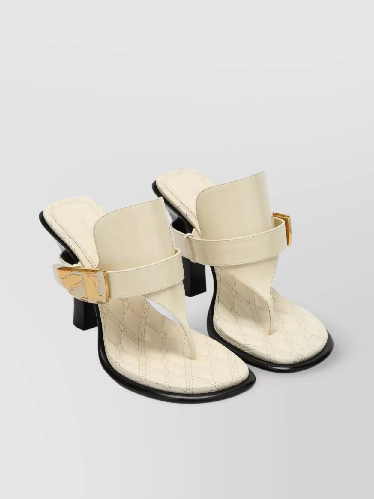 Burberry Quilted Block Heel Open Toe Sandals
