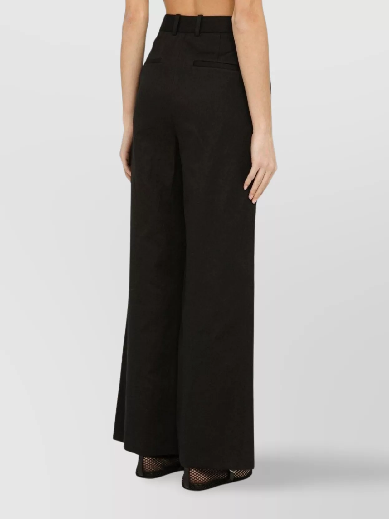Loulou Studio Wide Leg Trousers In Cotton And Linen In Black