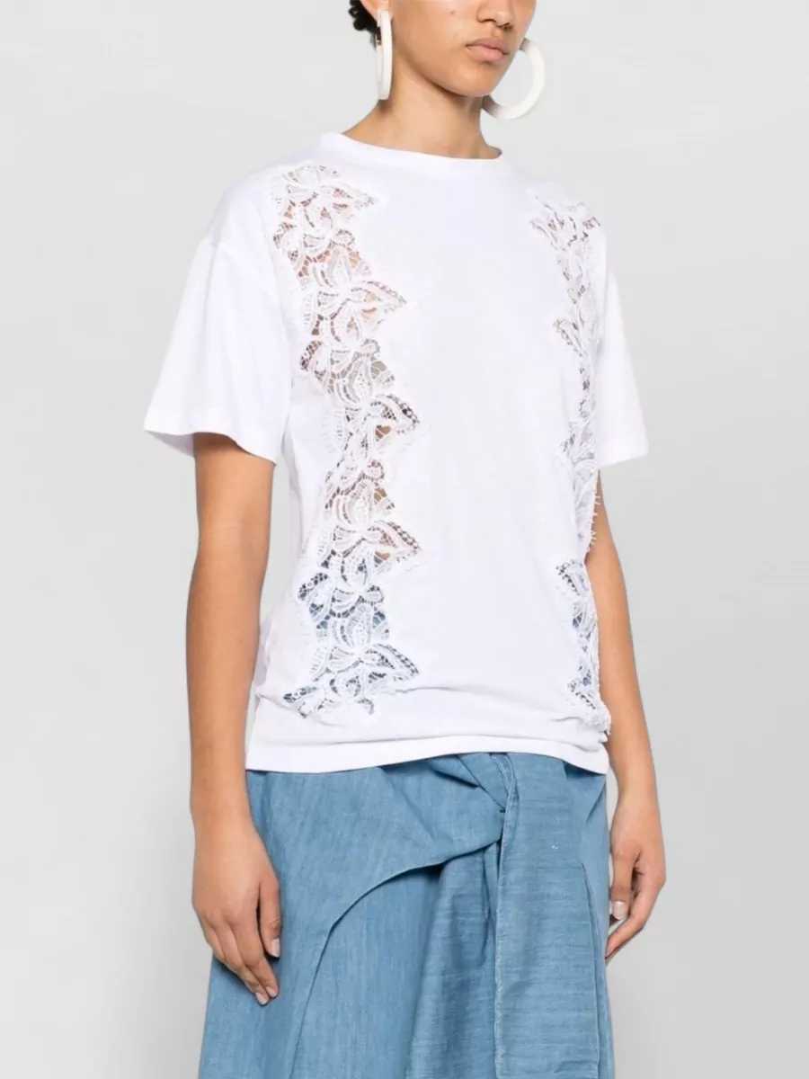 Ermanno Firenze Cotton Semi-Sheer Panel Short-Sleeve T-Shirt