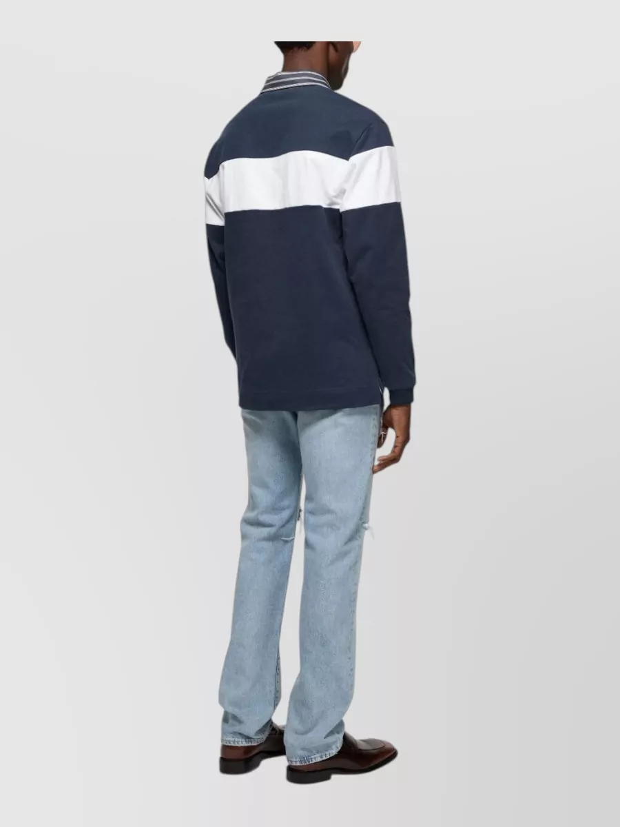 Acne Studios Striped Collar Relaxed-Fit Polo Shirt
